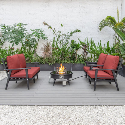 Walbrooke Aluminum Patio Conversation With Fire Pit Table & Tank Holder - Elax Furniture