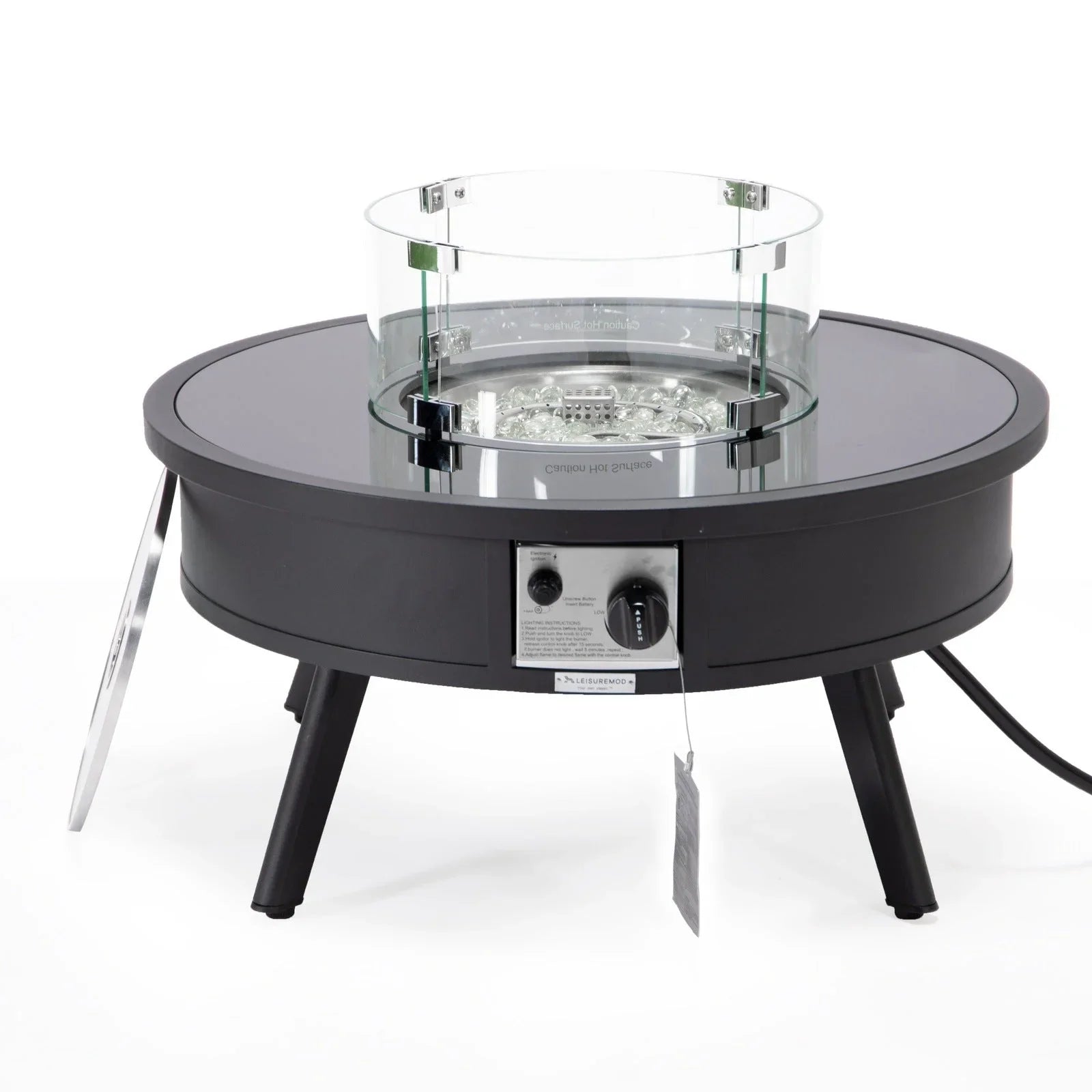 Walbrooke Modern Outdoor Round Fire Pit Table with Powder-Coated Aliuminum Frame - Elax Furniture
