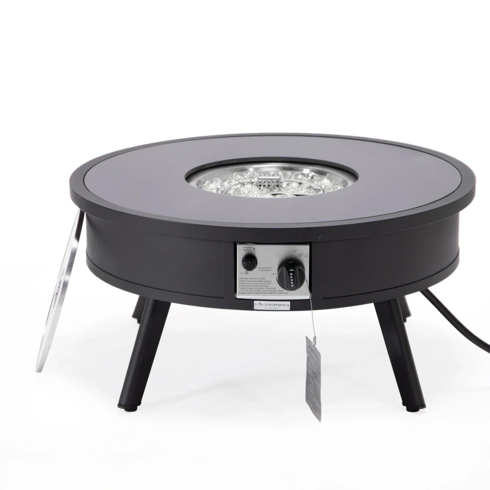 Walbrooke Modern Outdoor Round Fire Pit Table with Powder-Coated Aliuminum Frame - Elax Furniture