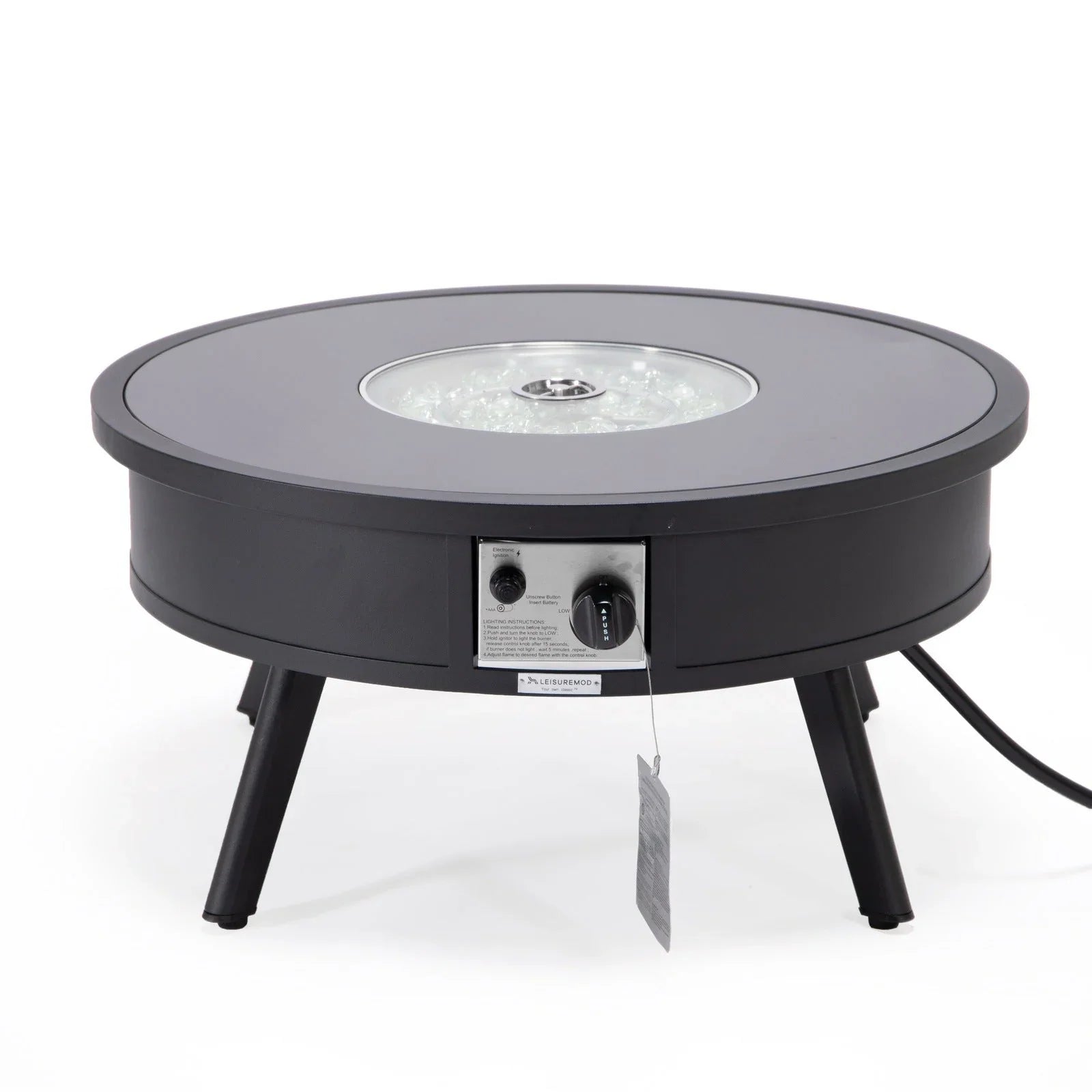 Walbrooke Modern Outdoor Round Fire Pit Table with Powder-Coated Aliuminum Frame - Elax Furniture