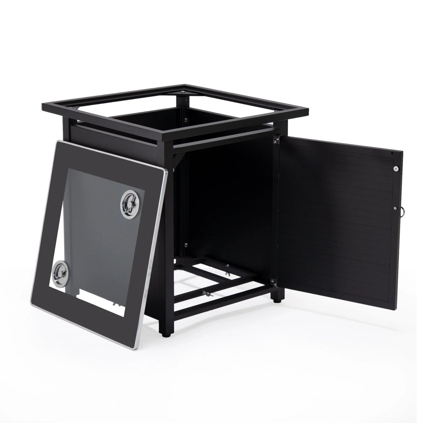 Walbrooke Aluminum Patio Conversation With Slats Design Fire Pit Table & Tank Holder - Elax Furniture