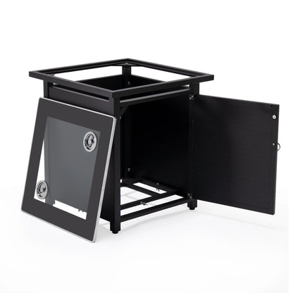 Walbrooke Aluminum Patio Conversation With Slats Design Fire Pit Table & Tank Holder - Elax Furniture