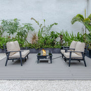 Walbrooke Aluminum Patio Conversation With Slats Design Fire Pit Table & Tank Holder - Elax Furniture