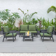 Walbrooke Aluminum Patio Conversation With Slats Design Fire Pit Table & Tank Holder - Elax Furniture