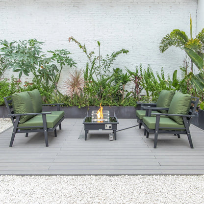 Walbrooke Aluminum Patio Conversation With Slats Design Fire Pit Table & Tank Holder - Elax Furniture