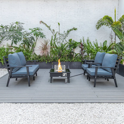 Walbrooke Aluminum Patio Conversation With Slats Design Fire Pit Table & Tank Holder - Elax Furniture