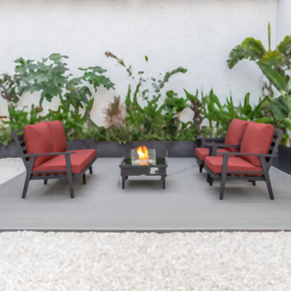 Walbrooke Aluminum Patio Conversation With Slats Design Fire Pit Table & Tank Holder - Elax Furniture