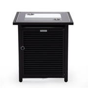Walbrooke Outdoor Patio Square Fire Pit and Tank Holder with Slats Design - Elax Furniture