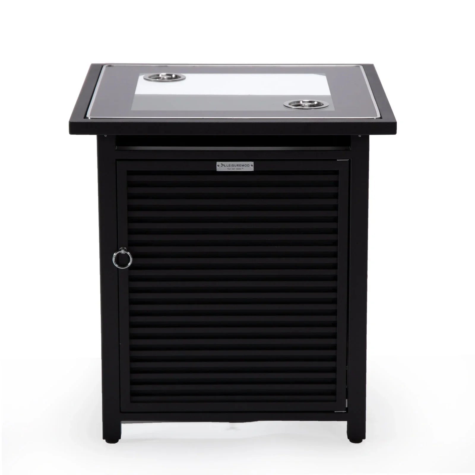 Walbrooke Outdoor Patio Square Fire Pit and Tank Holder with Slats Design - Elax Furniture