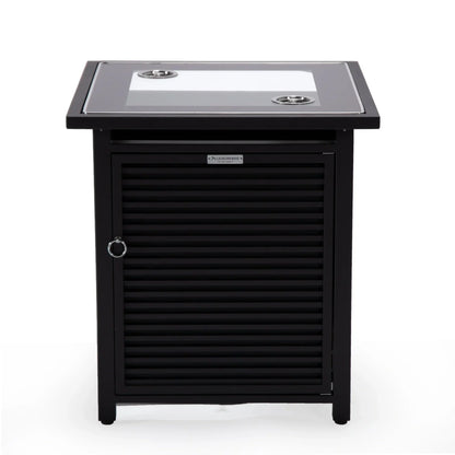 Walbrooke Outdoor Patio Square Fire Pit and Tank Holder with Slats Design - Elax Furniture