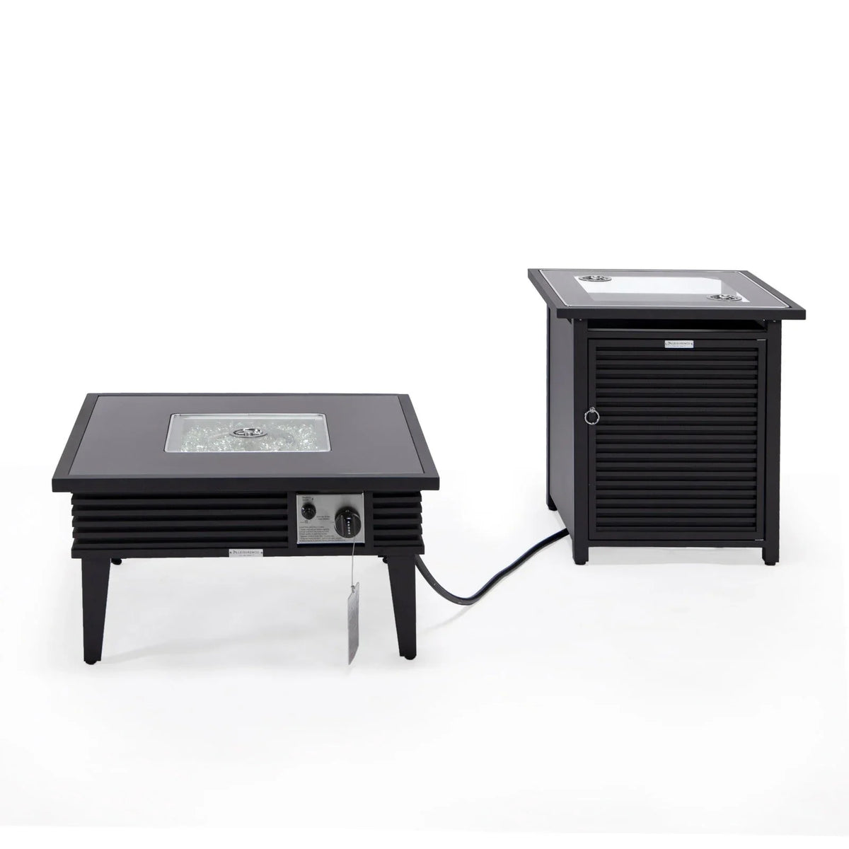 Walbrooke Outdoor Patio Square Fire Pit and Tank Holder with Slats Design - Elax Furniture