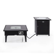 Walbrooke Outdoor Patio Square Fire Pit and Tank Holder with Slats Design - Elax Furniture