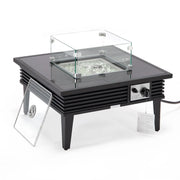 Walbrooke Modern Outdoor Square Fire Pit Table with Powder-Coated Aliuminum Frame and Slats Design - Elax Furniture