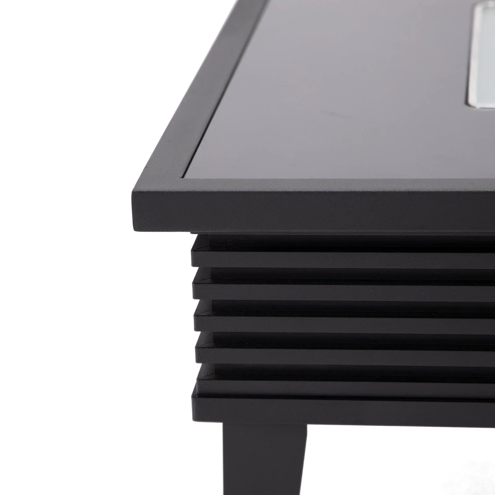 Walbrooke Modern Outdoor Square Fire Pit Table with Powder-Coated Aliuminum Frame and Slats Design - Elax Furniture