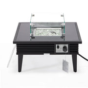 Walbrooke Modern Outdoor Square Fire Pit Table with Powder-Coated Aliuminum Frame and Slats Design - Elax Furniture