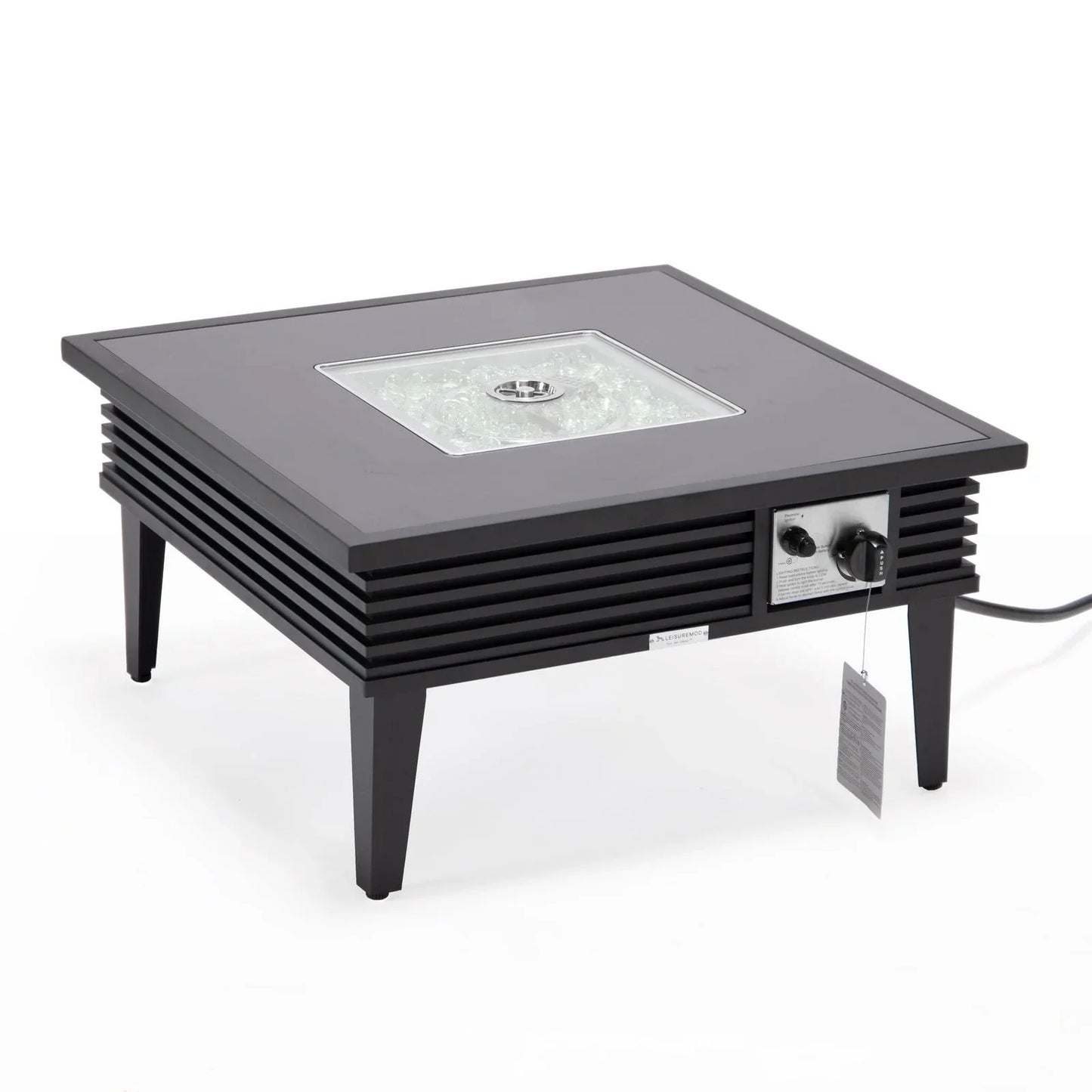 Walbrooke Modern Outdoor Square Fire Pit Table with Powder-Coated Aliuminum Frame and Slats Design - Elax Furniture