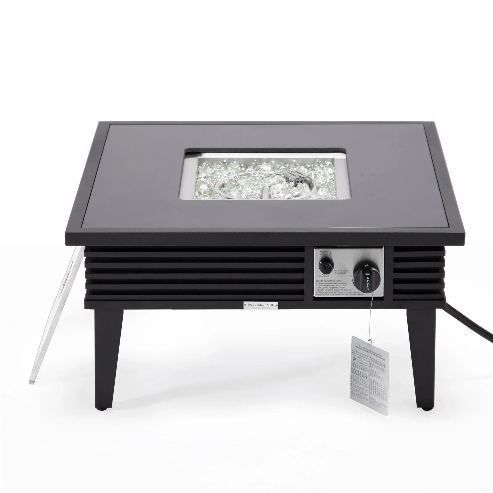 Walbrooke Modern Outdoor Square Fire Pit Table with Powder-Coated Aliuminum Frame and Slats Design - Elax Furniture