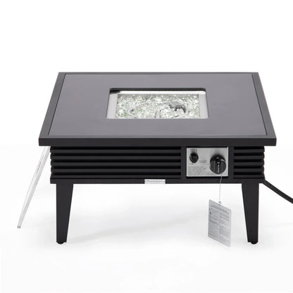 Walbrooke Modern Outdoor Square Fire Pit Table with Powder-Coated Aliuminum Frame and Slats Design - Elax Furniture