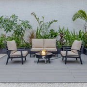 Walbrooke Aluminum Patio Conversation With Slats Design Fire Pit Table & Tank Holder - Elax Furniture