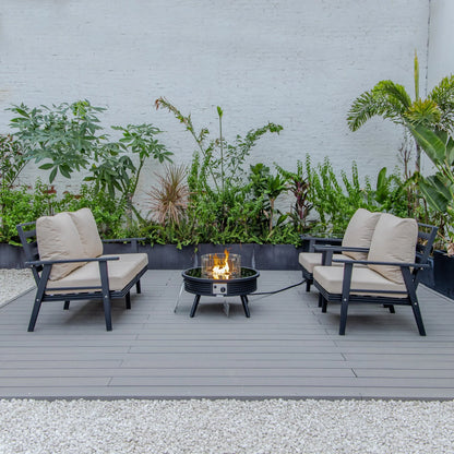 Walbrooke Aluminum Patio Conversation With Slats Design Fire Pit Table & Tank Holder - Elax Furniture