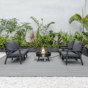 Walbrooke Aluminum Patio Conversation With Slats Design Fire Pit Table & Tank Holder - Elax Furniture