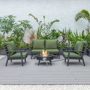 Walbrooke Aluminum Patio Conversation With Slats Design Fire Pit Table & Tank Holder - Elax Furniture
