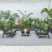 Walbrooke Aluminum Patio Conversation With Slats Design Fire Pit Table & Tank Holder - Elax Furniture
