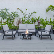 Walbrooke Aluminum Patio Conversation With Slats Design Fire Pit Table & Tank Holder - Elax Furniture
