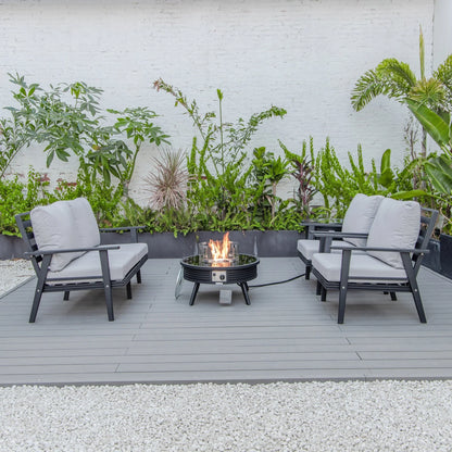 Walbrooke Aluminum Patio Conversation With Slats Design Fire Pit Table & Tank Holder - Elax Furniture