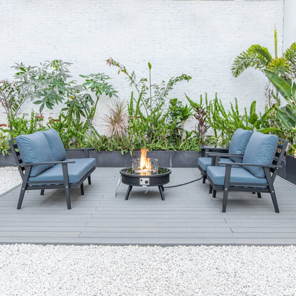 Walbrooke Aluminum Patio Conversation With Slats Design Fire Pit Table & Tank Holder - Elax Furniture