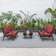 Walbrooke Aluminum Patio Conversation With Slats Design Fire Pit Table & Tank Holder - Elax Furniture