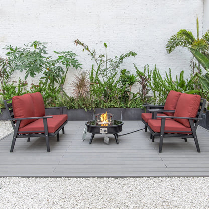 Walbrooke Aluminum Patio Conversation With Slats Design Fire Pit Table & Tank Holder - Elax Furniture