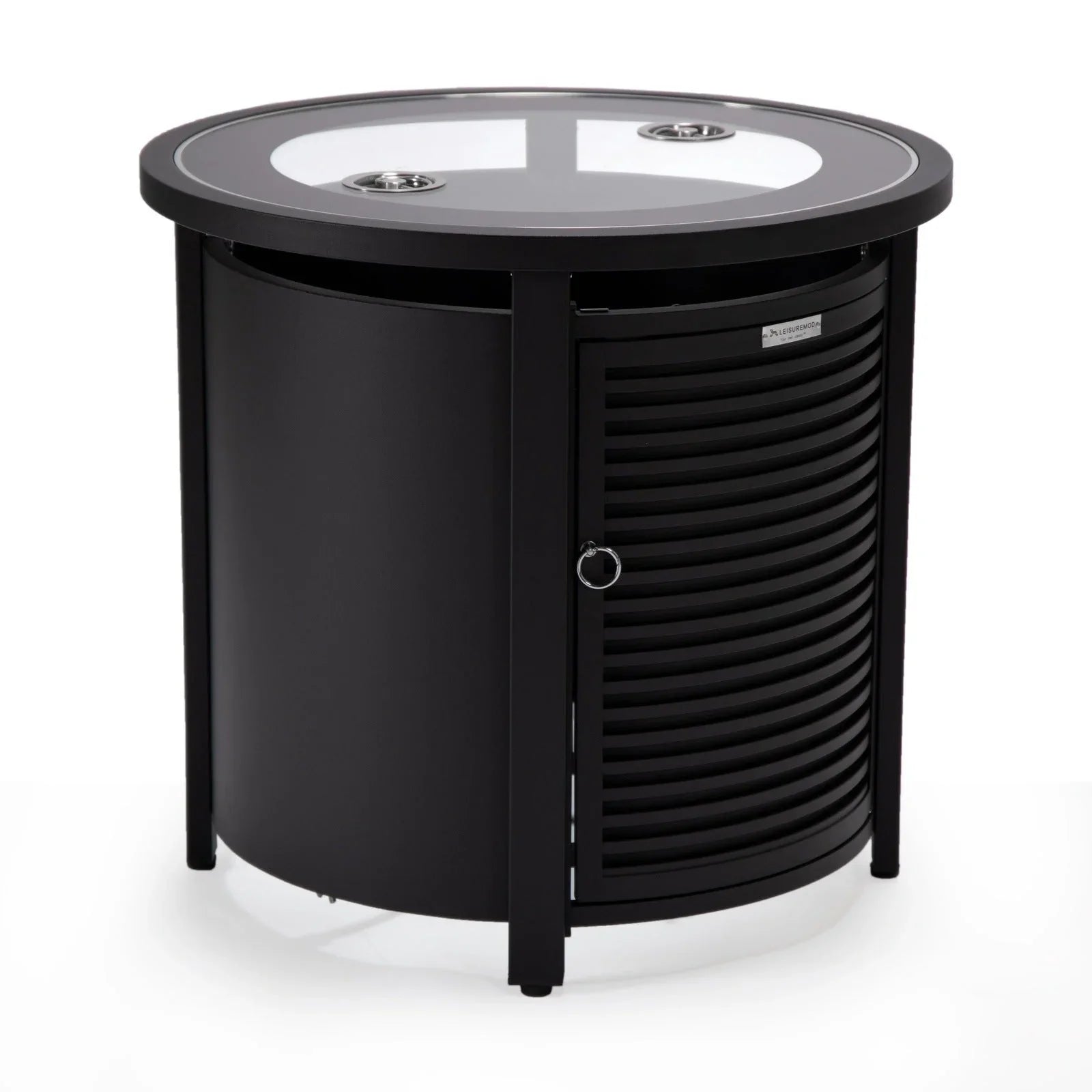 Walbrooke Outdoor Patio Round Fire Pit and Tank Holder with Slats Design - Elax Furniture
