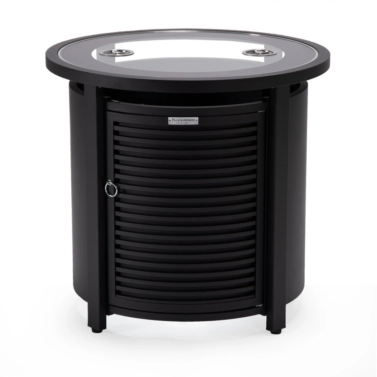 Walbrooke Outdoor Patio Round Fire Pit and Tank Holder with Slats Design - Elax Furniture