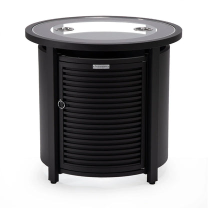 Walbrooke Outdoor Patio Round Fire Pit and Tank Holder with Slats Design - Elax Furniture