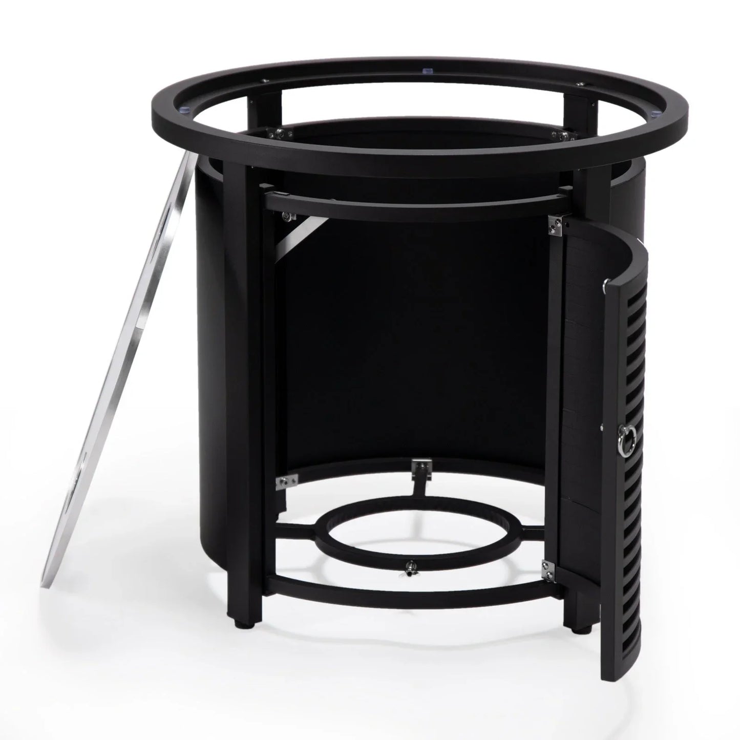 Walbrooke Outdoor Patio Round Fire Pit and Tank Holder with Slats Design - Elax Furniture