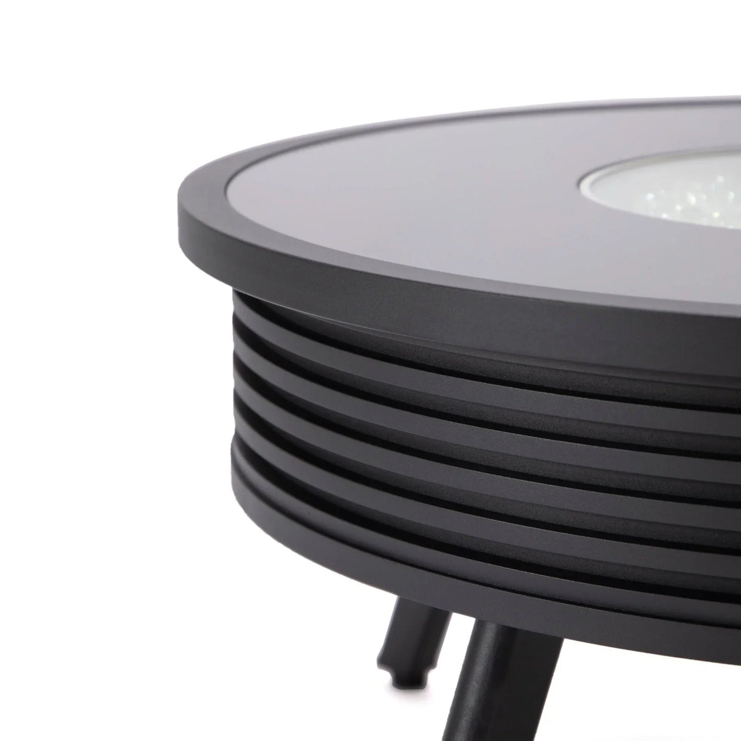 Walbrooke Modern Outdoor Round Fire Pit Table with Powder-Coated Aliuminum Frame and Slats Design - Elax Furniture