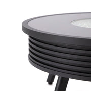 Walbrooke Modern Outdoor Round Fire Pit Table with Powder-Coated Aliuminum Frame and Slats Design - Elax Furniture