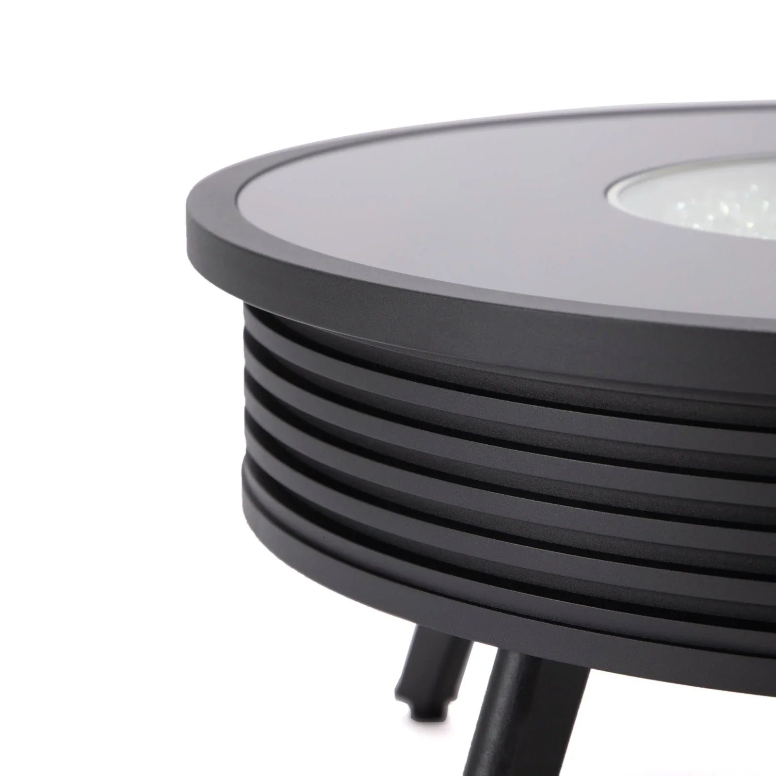 Walbrooke Modern Outdoor Round Fire Pit Table with Powder-Coated Aliuminum Frame and Slats Design - Elax Furniture