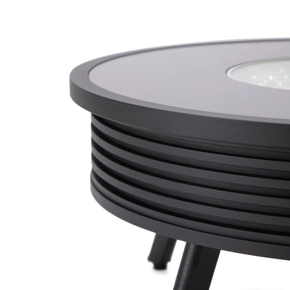 Walbrooke Modern Outdoor Round Fire Pit Table with Powder-Coated Aliuminum Frame and Slats Design - Elax Furniture