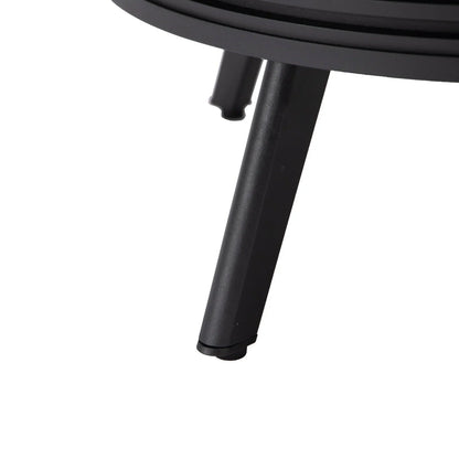 Walbrooke Modern Outdoor Round Fire Pit Table with Powder-Coated Aliuminum Frame and Slats Design - Elax Furniture