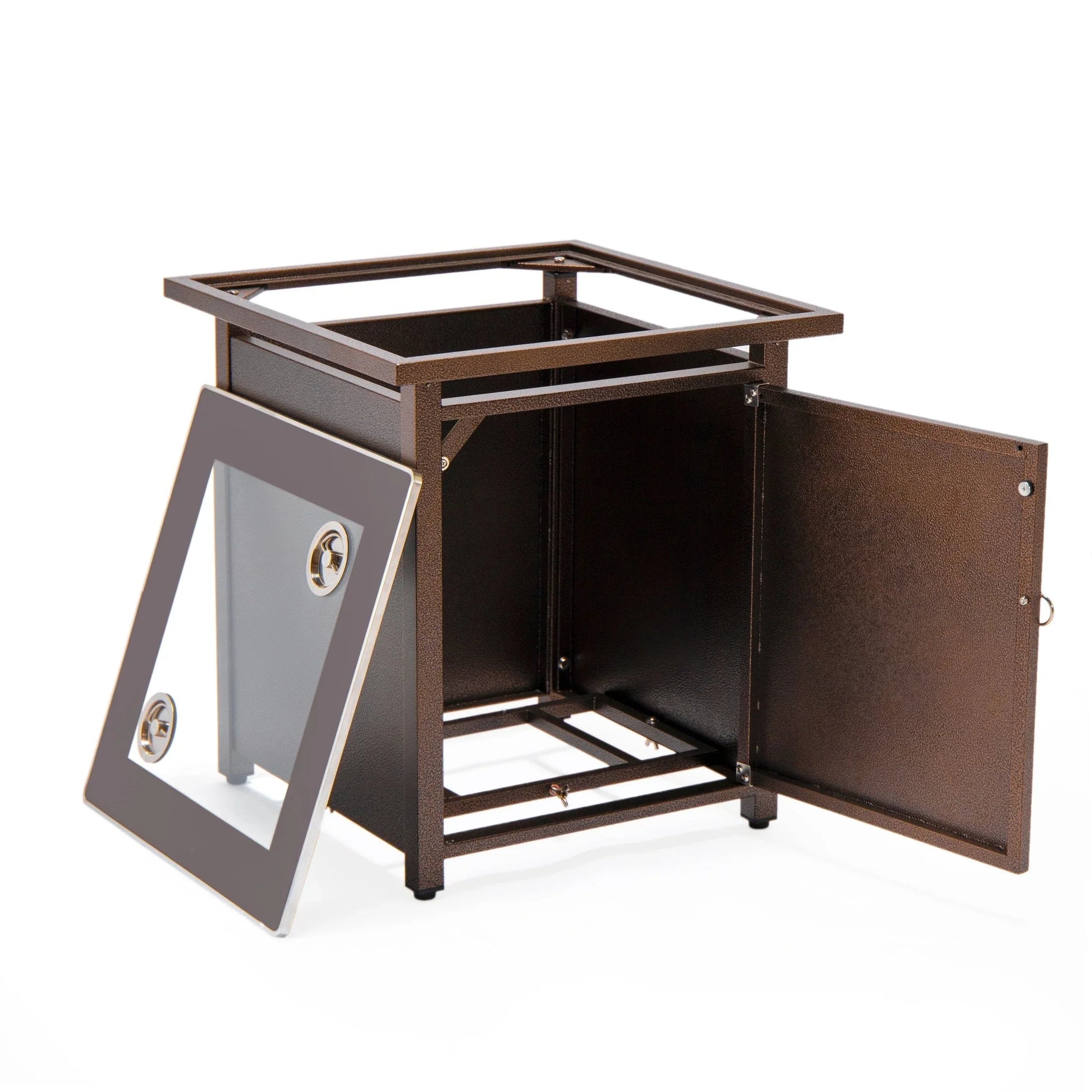 Walbrooke Aluminum Patio Conversation With Fire Pit Table & Tank Holder - Elax Furniture