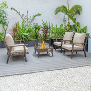 Walbrooke Aluminum Patio Conversation With Fire Pit Table & Tank Holder - Elax Furniture