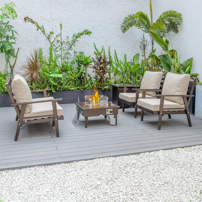 Walbrooke Aluminum Patio Conversation With Fire Pit Table & Tank Holder - Elax Furniture