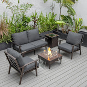 Walbrooke Aluminum Patio Conversation With Fire Pit Table & Tank Holder - Elax Furniture