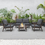 Walbrooke Aluminum Patio Conversation With Fire Pit Table & Tank Holder - Elax Furniture