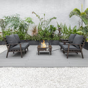 Walbrooke Aluminum Patio Conversation With Fire Pit Table & Tank Holder - Elax Furniture