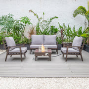 Walbrooke Aluminum Patio Conversation With Fire Pit Table & Tank Holder - Elax Furniture