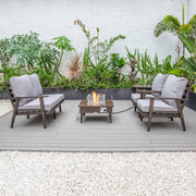 Walbrooke Aluminum Patio Conversation With Fire Pit Table & Tank Holder - Elax Furniture