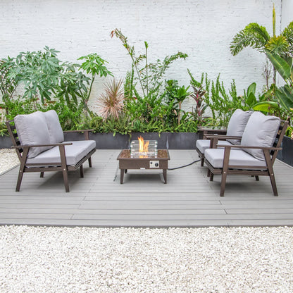 Walbrooke Aluminum Patio Conversation With Fire Pit Table & Tank Holder - Elax Furniture